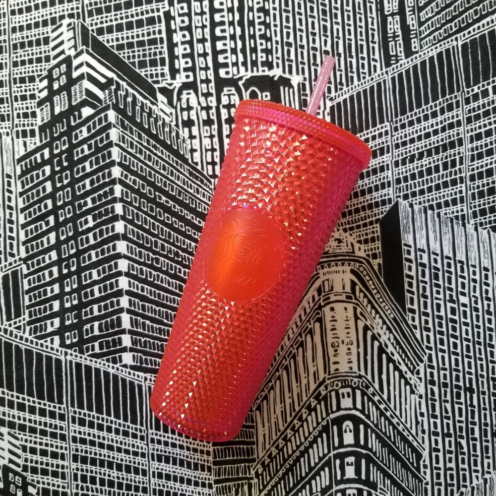 Starbucks Tumbler Studded Hot Pink Neon Holiday 2019 Bling Jewel Venti Cup 24 oz
